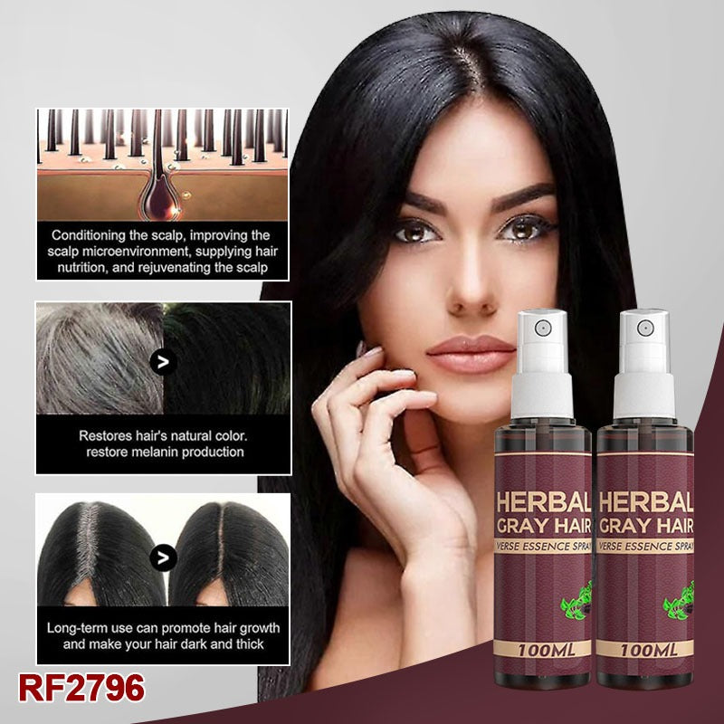 100ml Hair Darkening Spray, Anti-Gray Herbal Serum, Blacken and Reduce Gray Hair, Scalp Nourish Spray (2PC, 100g)