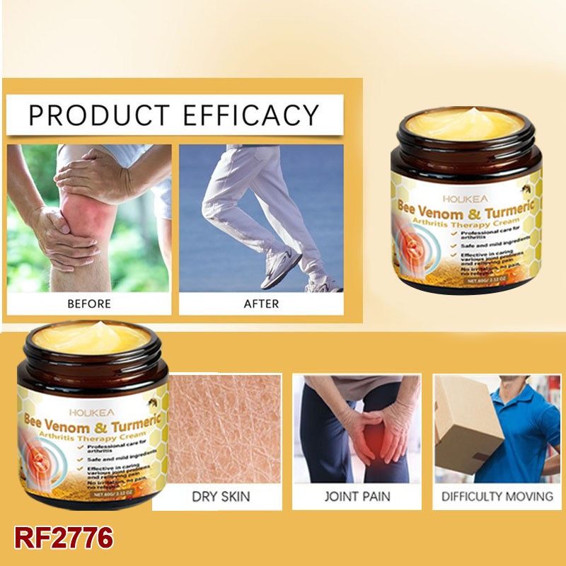 Bee Venom Cream, Bee Venom & Turmeric Cream, Professional Bee Venom Joint Cream, Natural Bee Venom Cream, Effective for the Back, Waist, Neck, Hands, Knees, Shoulders