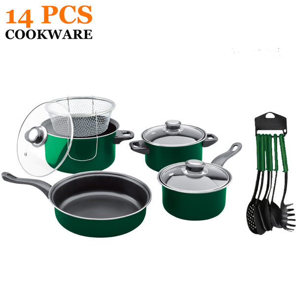 Olympia 14-Piece Non-Stick Cookware Set - Complete Kitchen Essentials for Effortless Cooking