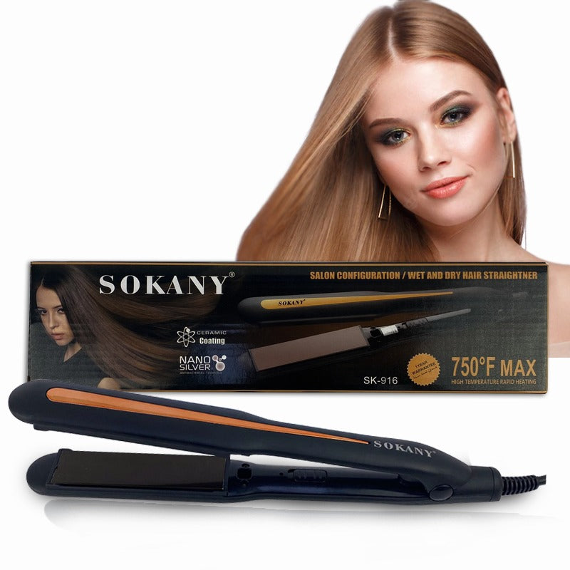 Sokany Salon Configuration Wet and Dry Hair Straightener - High Temperature Rapid Heating with Ceramic Coating