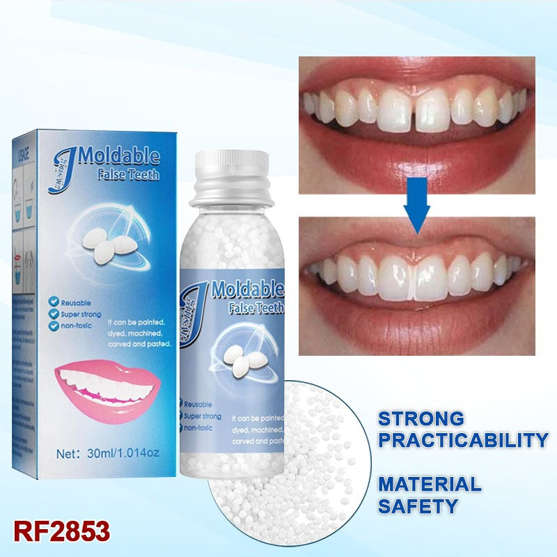 Tooth Repair Granules Temporary Tooth Repair Kit Fitting Beads Reusable, Moldable False Teeth, Moldable False Teeth Thermal Beads, Moldable False Teeth , Safety Filling Fix Glue Denture (30ML)