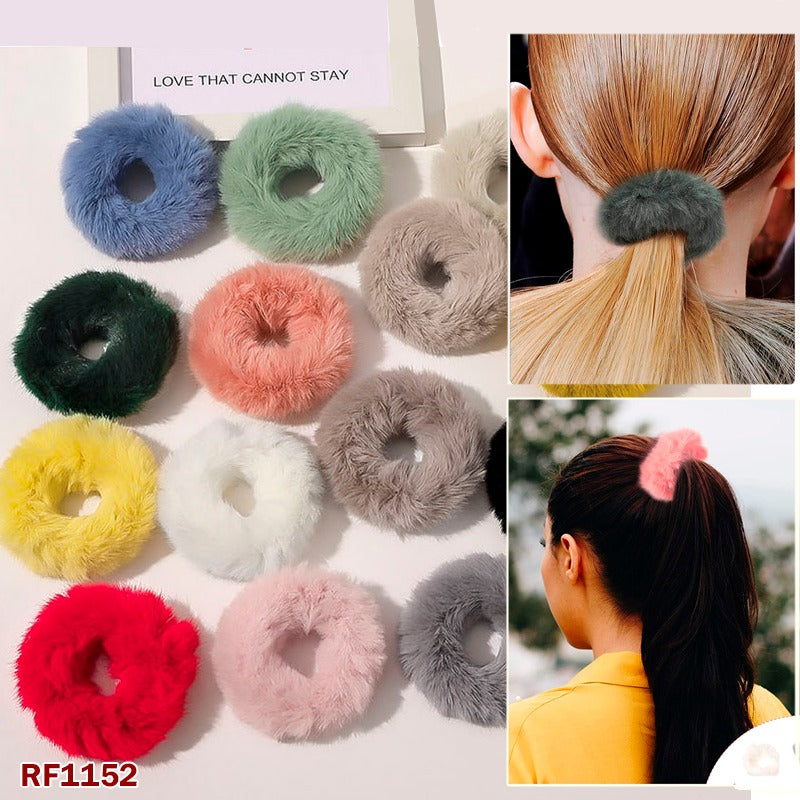 Fur Hair Scrunchies Pom Elastic Hair Band Tie Rope Furry Ponytail Holder Wristband for Women Girls