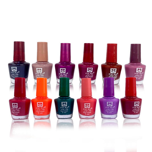 Pack of 12 Classic Nail Polish Set – Long-Lasting Star Beja Colors