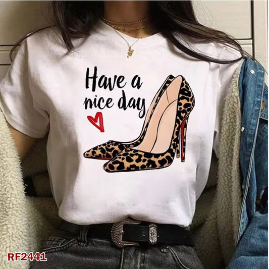 Summer Graphic Print T-Shirt for Women | Casual White Short Sleeve Top | Stylish Fn T-Shirt for Women