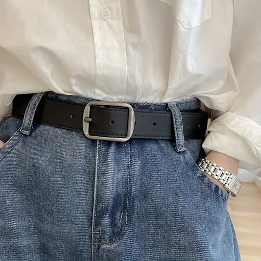 Plain Buckle Belt - Adjustable Faux Leather Waistband for Women