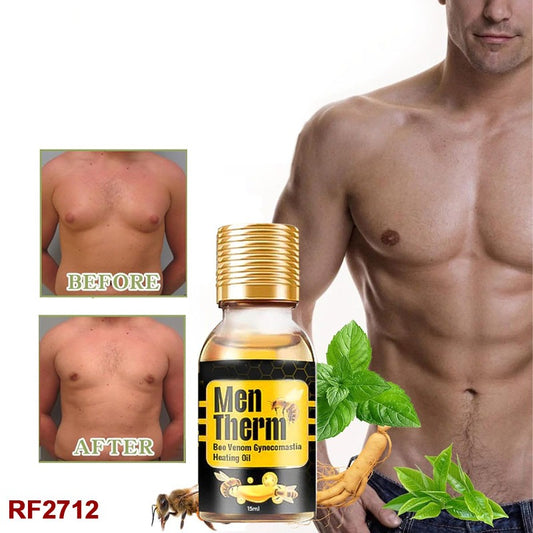 Men Therm Bee Venom Mentherm Bee Venom Gynecomastia Heated Oil, 15ml Mentherm Bee Venom Oil for Men, Mentherm Bee Venom Gel, Gynecomastia Firming Oil