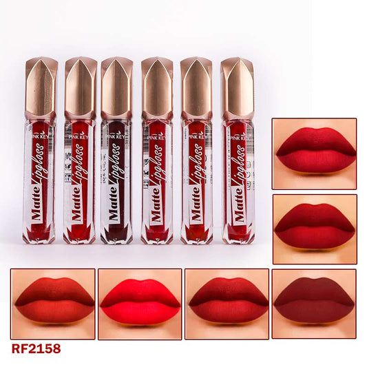 Pink Key 6-Pcs Matte Lip Gloss Set, Long-Lasting, High Pigment Lipstick
