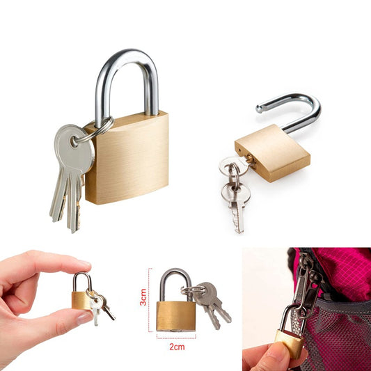 Small Brass Padlock – Secure Travel Padlocks for Luggage, Suitcase, and Baggage Lock, International Lock for Luggage Bag, Travelling Padlock (Gold)