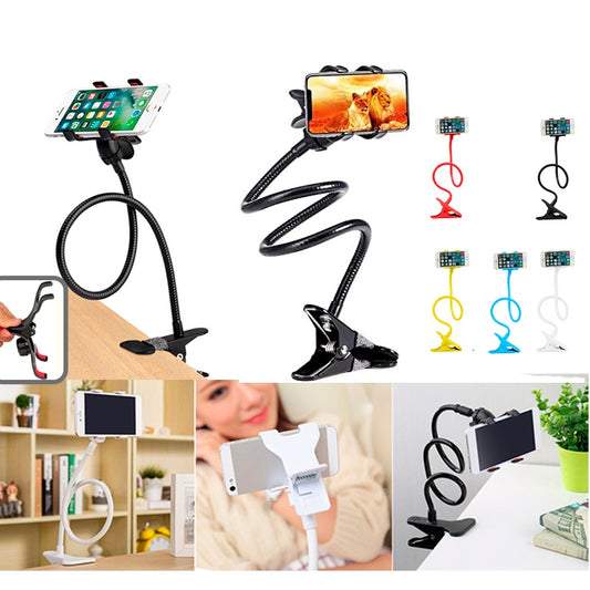 Hands Free Mobile Mount, Universal Flexible Long Arms Mobile Cell Phone Clip Holder Bracket, Support All Mobiles, Fit On Desktop Bed Mobile Stand for Bedroom, Kitchen, Office, Bathroom