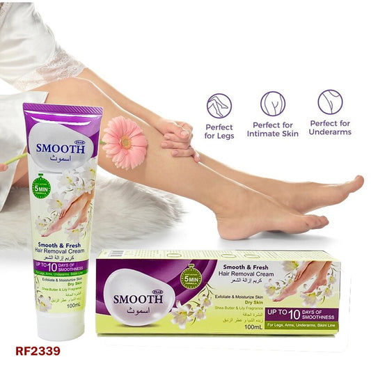 Smooth And Fresh Sensitive Hair Removal Cream For Women | Natural Painless Removal For All Skin Types 100ML