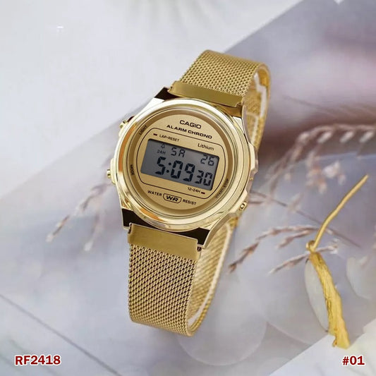 Vintage Digital Watch with Stainless Steel Strap – Classic Style, Modern Functionality